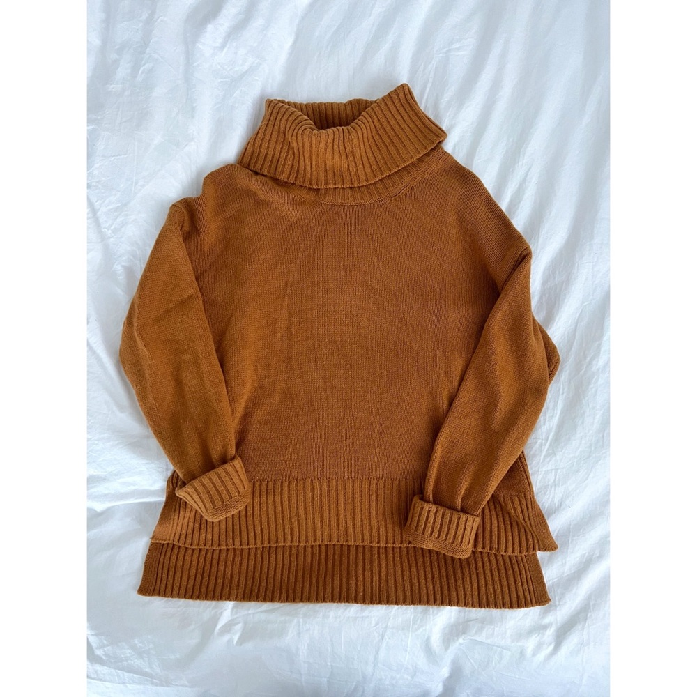 Anthropologie orange high low knit turtleneck - xs